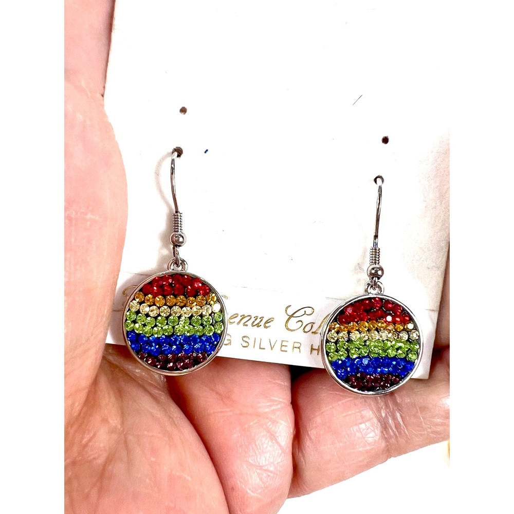 Fifth Avenue Collection Rainbow Swarovski Crystal Sterling Silver Drop Earrings